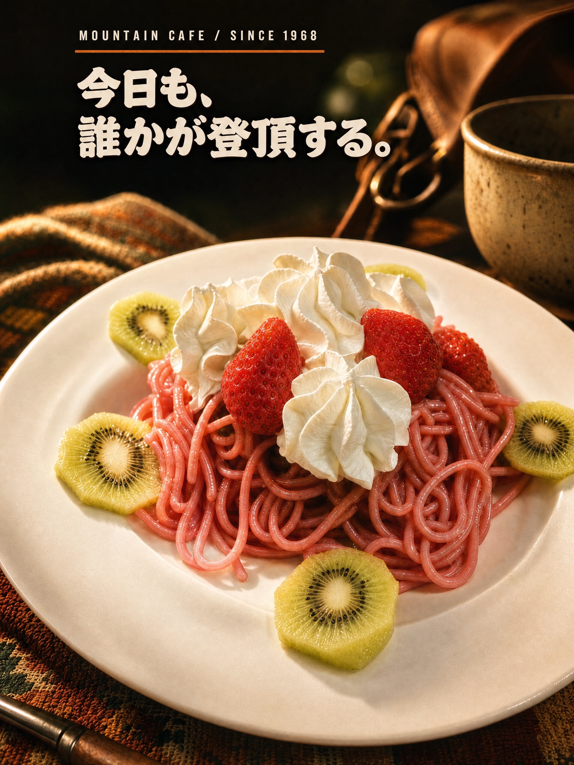 喫茶マウンテンの名物・甘口いちごスパ